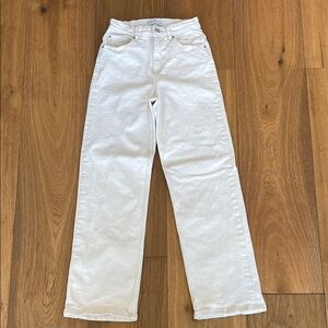 Denim Co. High-Rise Straight Leg Ivory Jeans